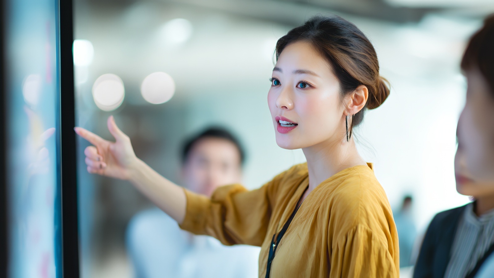 Professional businesswoman speaking at conference