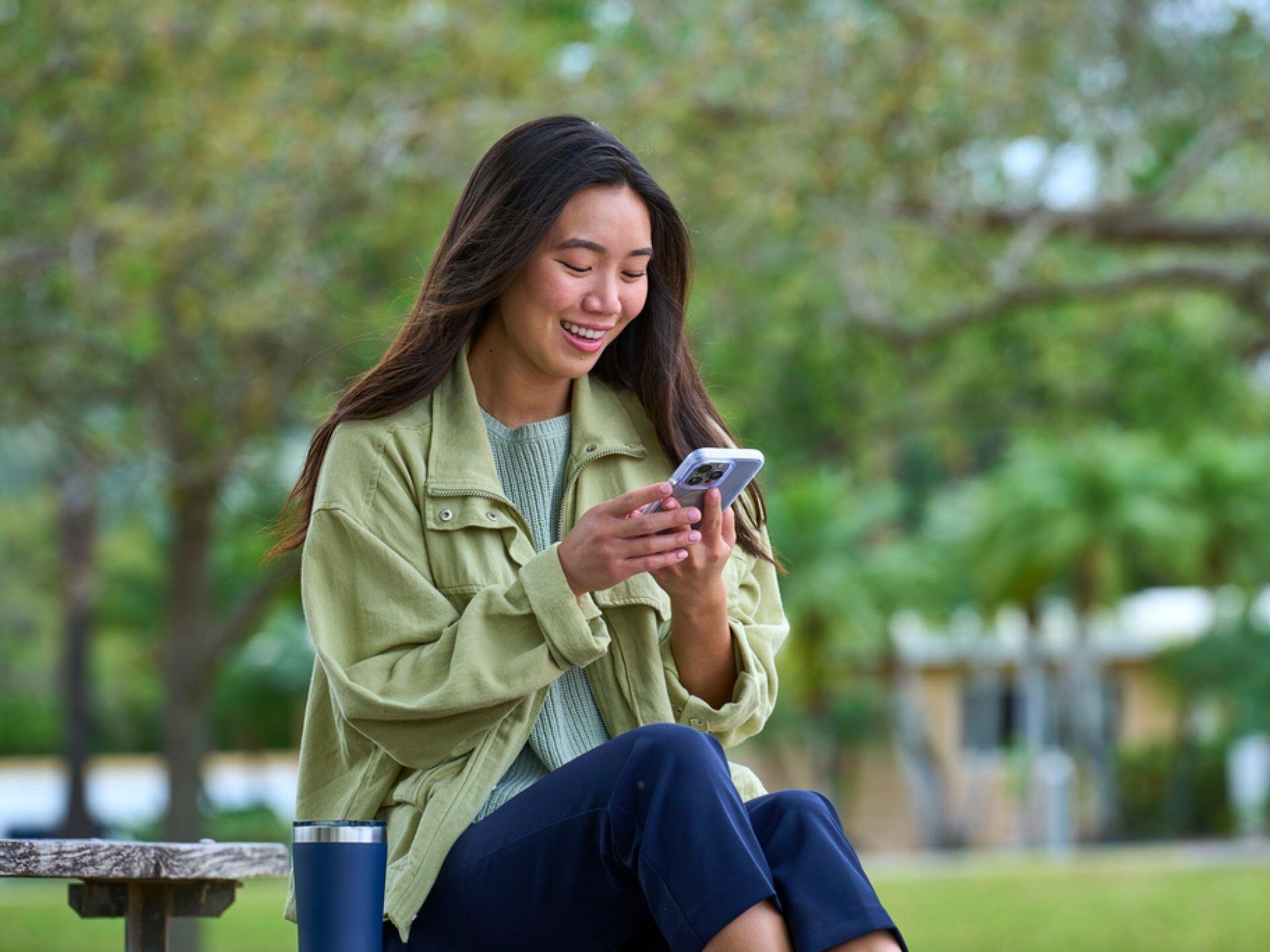Female patient on mobile